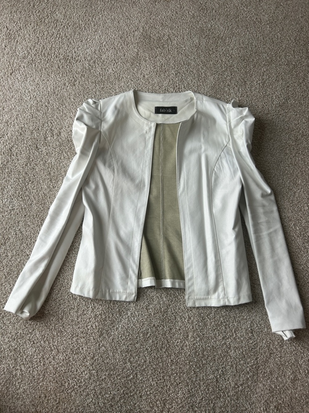 fab'rik White Vegan Leather Open-Front Blazer